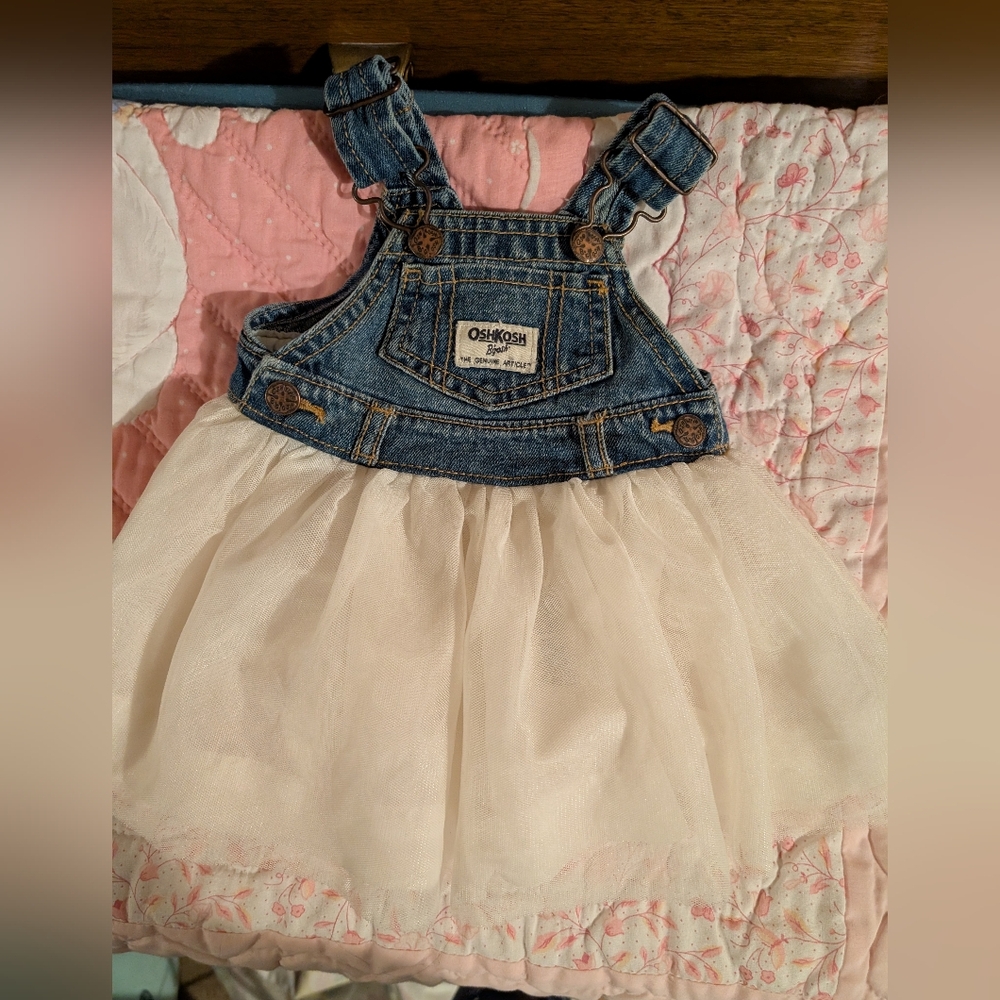 OshKosh B'gosh Blue Denim and White Tulle Skirt 3 Months